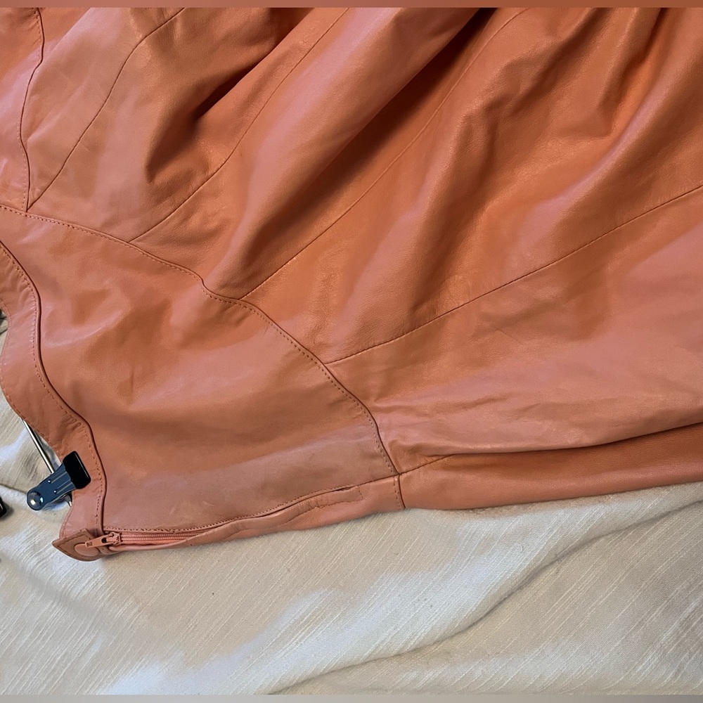 Vintage leather 3/4 circle skirt full peach 80s COMINT Made in Argentina - Picture 4 of 9
